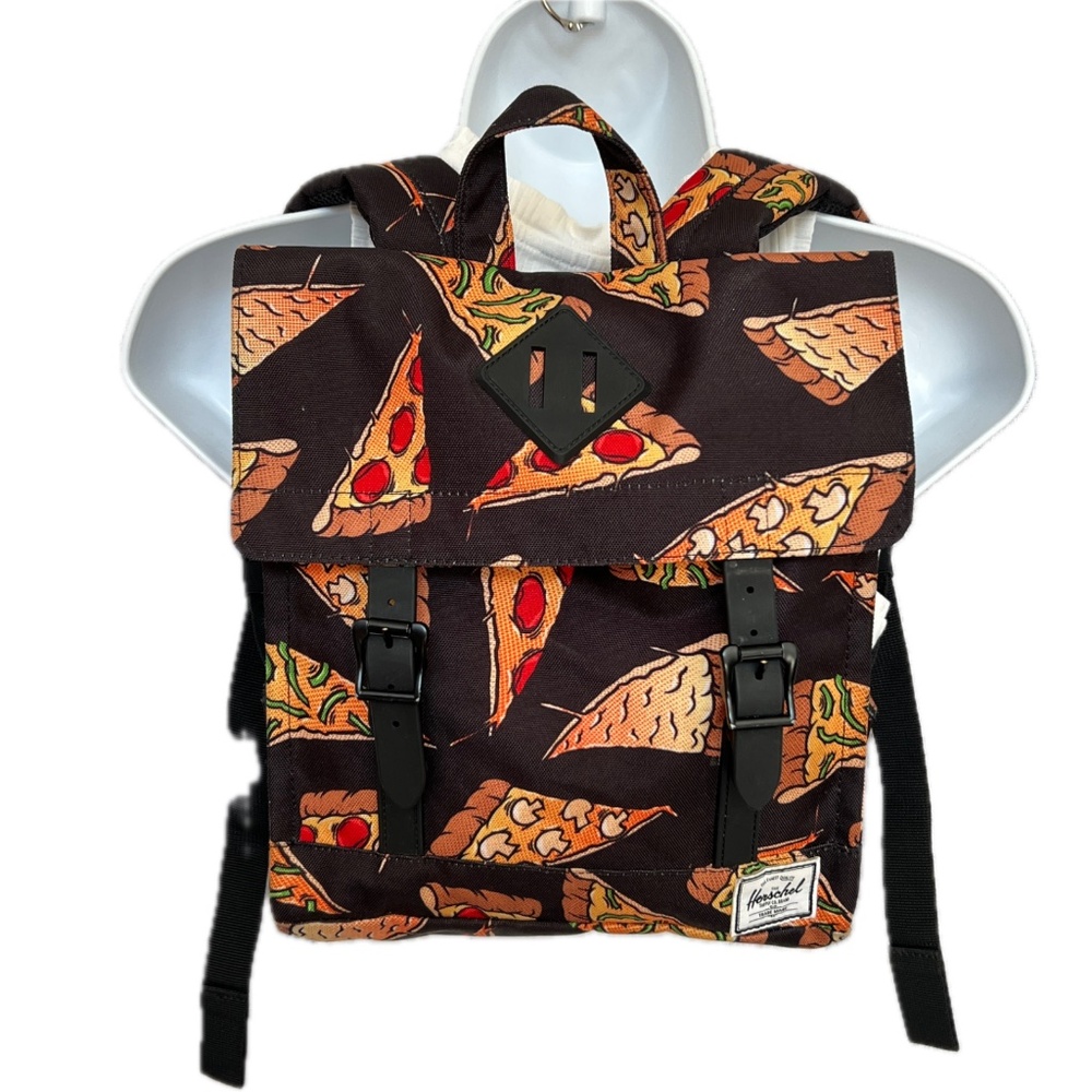 Herschel Supply Co Pizza Slices Pattern Small Backpack Bag Black Brown